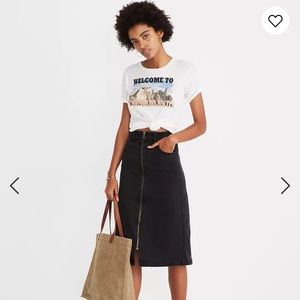 Madewell Denim Zip Midi Skirt in Lunar Wash